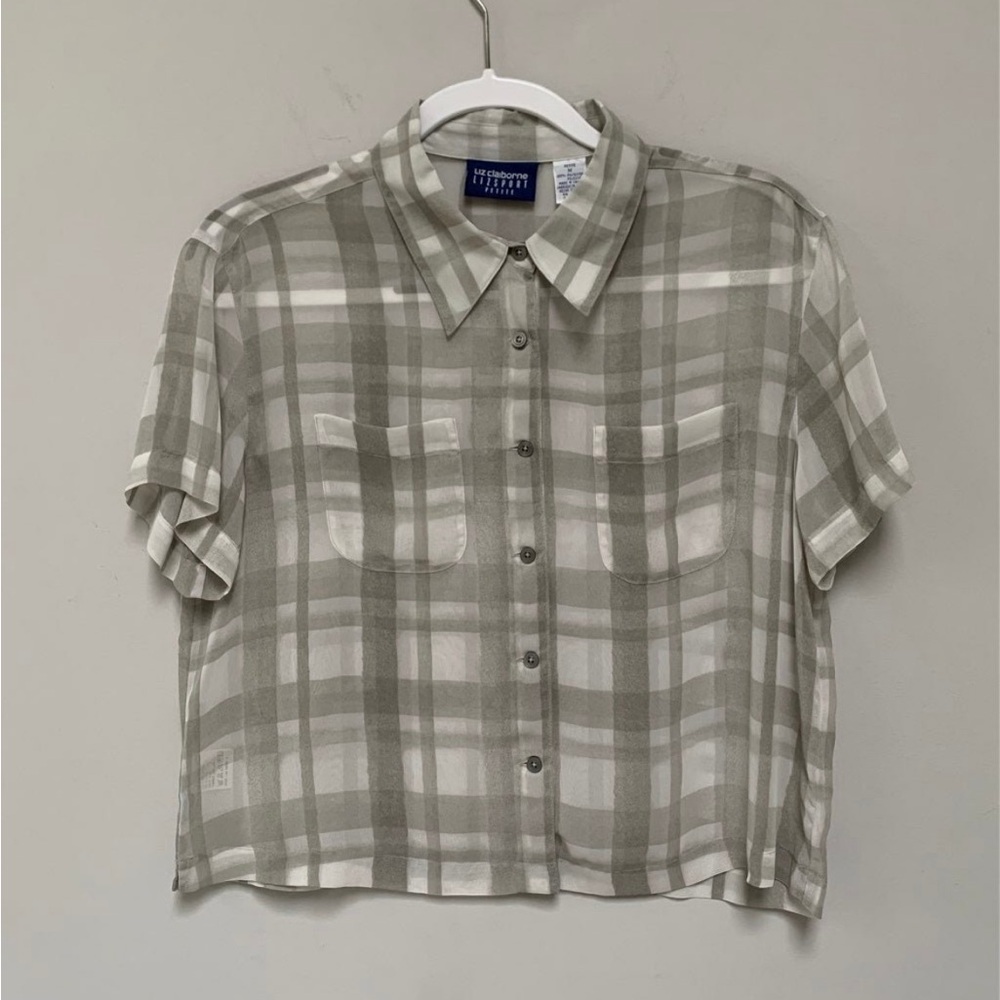 Liz Claiborne Checked Top P/Medium - Picture 1 of 5